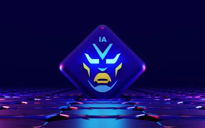 a stylized image of a blue and yellow face